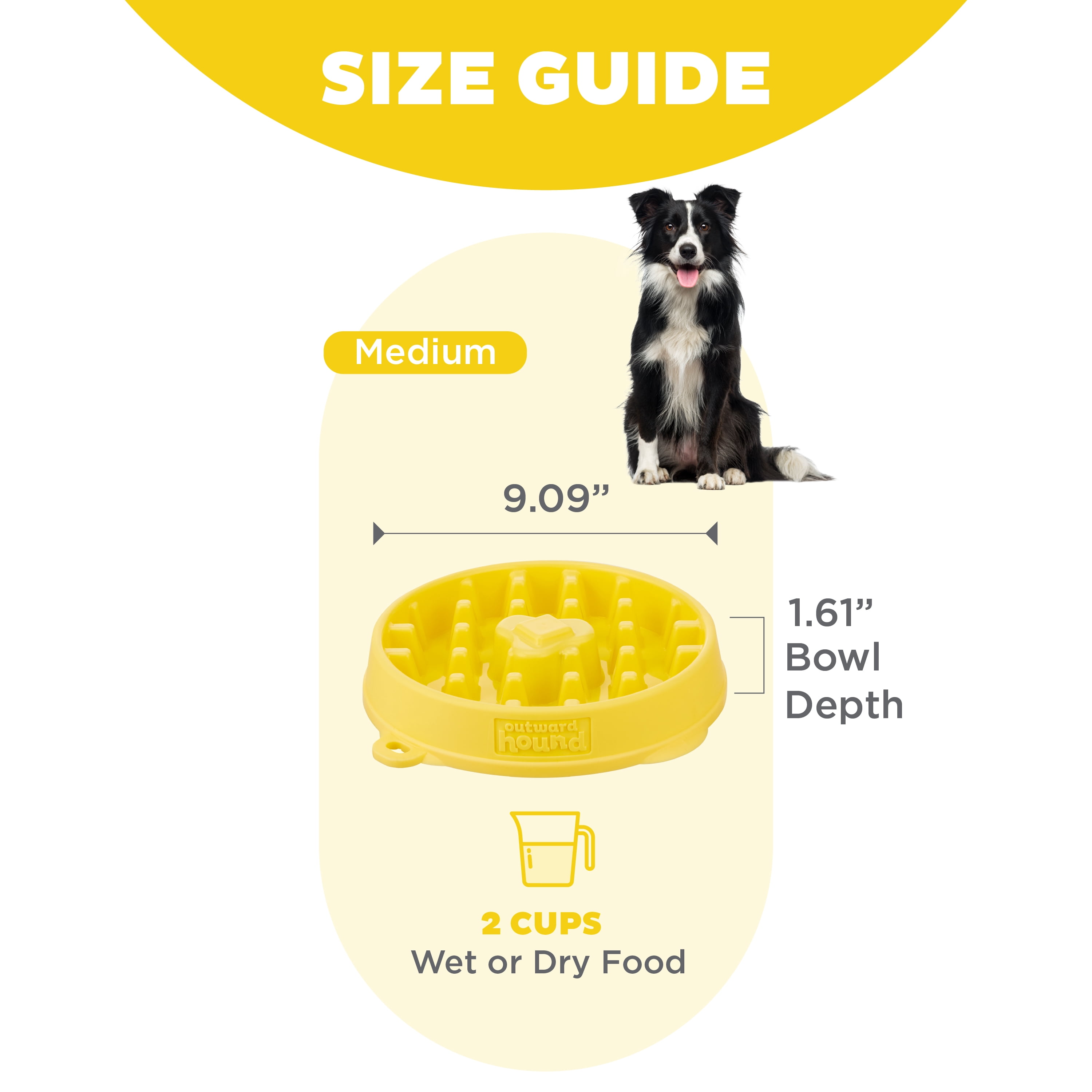 Outward Hound Fun Feeder Slo Bowl Waffle, Medium, Yellow