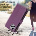 thumbnail image 6 of for iPhone 13 Pro Zipper Wallet Case with Wrist Hand Strap & Card Slots Holder, Business PU Leather Shockproof Flip Kickstand Purse Protective Cover Case for iPhone 13 Pro, Darkpurple, 6 of 7