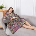 thumbnail image 5 of Oversized Wearable Blanket Hoodie,Multicolor Ethnic Patchwork Pattern Sherpa Blanket Hoodie with Super Pockets,Super Warm Fuzzy Pullover for Women & Men, 5 of 6
