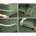 thumbnail image 5 of 4 Piece Zipper Sheet Set Includes (1 Zipper Fitted Sheet, 1 Flat Sheet And 2 Zipper PillowCase) with 8 Inch Deep Pocket 800 TC 100% Egyptian Cotton Solid Moss Color Olympic Queen Size, 5 of 7
