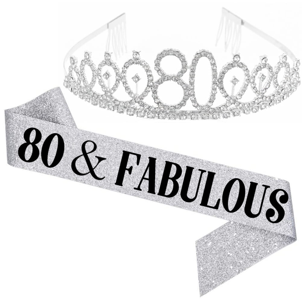 40th Birthday Cake Topper 40th Birthday Decorations for Women 40th Birthday Tiara and Sash 40 & Fabulous Black Pink Satin Sash and 40th Birthday Crown Rhinestone 40th Tiara for 40th Birthday Gift