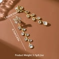 thumbnail image 2 of Sunyuer 14K Gold Plated Zircon Flower Leaf Dangle Earrings Long Tassel Earrings Jewelry for Women Birthday Gift, 2 of 5