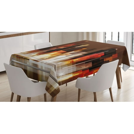 

City Tablecloth Abstract Urban Downtown Vibrant Silhouettes Buildings Panorama Artistic Modern Rectangular Table Cover for Dining Room Kitchen 60 X 90 Inches Brown Multicolor by Ambesonne