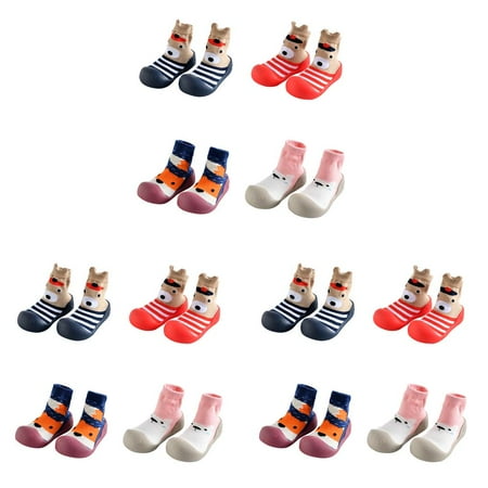

wrea 3pcs Infant Cartoon Design Soft Rubber Bottom Anti-Slip Floor Socks Boots Newborn Baby Big Head Shoes