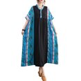 thumbnail image 1 of Vestido suelto de mujer con bolsillos, volantes, cuello en V, manga corta, vestido vintage de vac MABOTO Vestido, 1 of 7