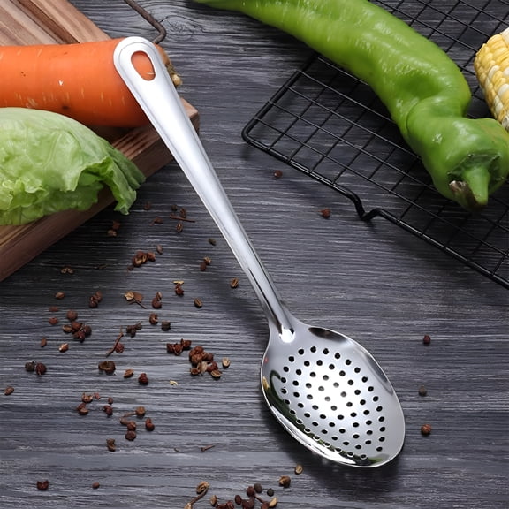 VELIMO Spoon Strainer Slotted Stainless Steel Spoon Skimmer 304 Spider Ladle Spoon,Pasta Colander for Kitchen Cooking Frying Skim Grease Gravy and Foam