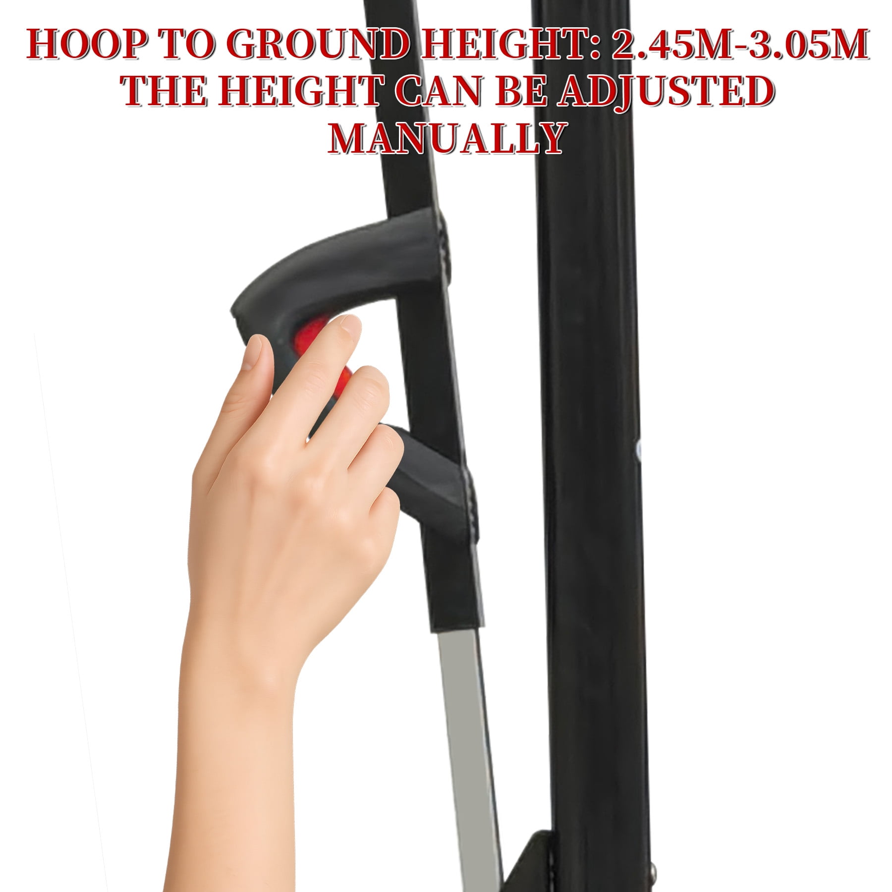 Portable Basketball Hoop, Adjustable Height 8.04 ft to 10.01 ft, 44 inch Backboard with Rebound System, Indoor/Outdoor Goal with Counterweight Bag, Wheels