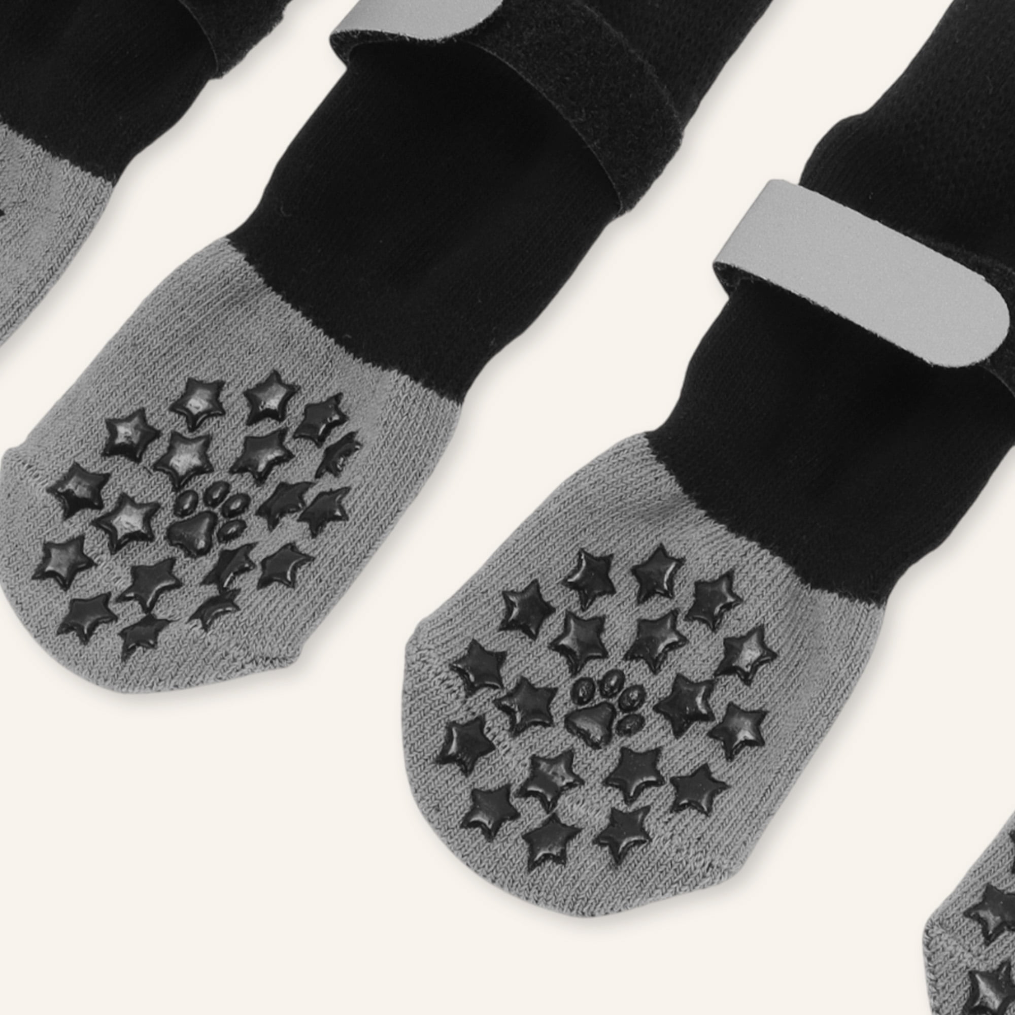 Unique Bargains 4 Pcs Non-Slip Durable Dog Socks With Reflective Tapes Gray L
