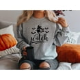 thumbnail image 6 of Women's Witch Broom Flying Halloween Sweatshirt with Bats, 6 of 8