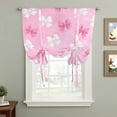 thumbnail image 2 of Pink White Bow Tie Up Curtains for Windows, Adjustable Balloon Window Shades, Modern Art Watercolor Bowknot Kitchen Window Treatments Adjustable Roll Up Curtain for Basement/Nursery 52"x45", 2 of 8
