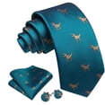 thumbnail image 2 of Necktie Barry.Wang - Set de pañuelos de seda con diseño de dinosaurio (160 cm), 2 of 8
