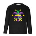 thumbnail image 6 of UVEASISHA Mens Mardi Gras Tshirt Crewneck Casual Long Sleeve Shirts Fancy Mask Graphic Tees Stretchy Slim Fit Gym Workout T-Shirts Black S, 6 of 6