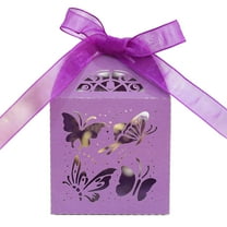 50-Pack Dark Purple Butterfly Window Treat Boxes - 5x5x8 inch Gift Favor Boxes for Wedding, Birthday, Chocolate, Candy, Snack & Party Decoration