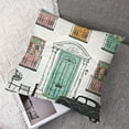 thumbnail image 7 of BANET  Throw Pillow Cover Set of 2, House Doors Art Pattern City Collage Entrance Dog Car Pattern, Decorative Square Covers for Couch Bed &amp; Sofa,White Green and Pink 18x18in, 7 of 7