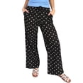 thumbnail image 3 of Polka Dot Pants Women Y2K Print High Waisted Drawstring Wide Leg Pants Vintage Boyfriend Pants, 3 of 9