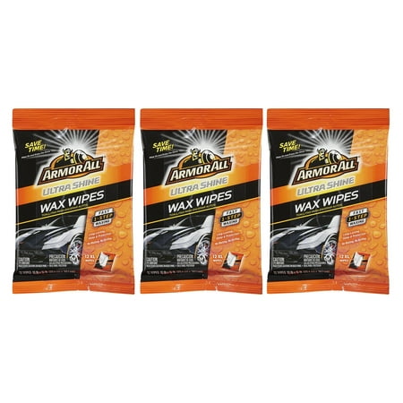 Armor All Ultra Shine Wax Wipes, 12 Count (Pack of 3)