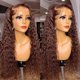 thumbnail image 5 of Peluca frontal de encaje HD rizada marrón de 24 pulgadas para mujeres negras, cabello humano virgen brasileño pre-depilado sin pegamento., 5 of 5