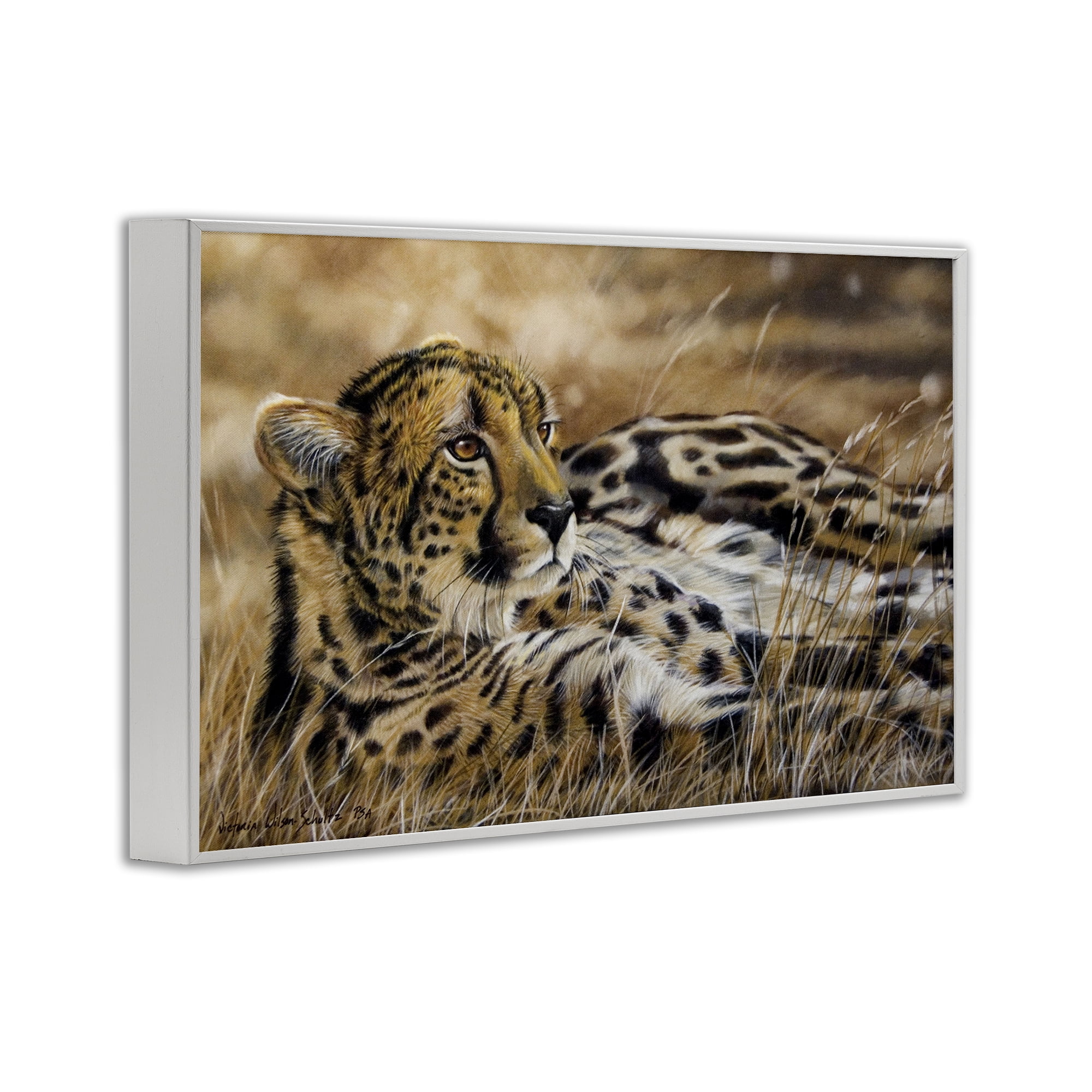 Stupell Industries Relaxing Leopard Scenery Animals & Insects Painting White Framed Art Print Wall Art, 18 x 12