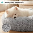 thumbnail image 4 of PetAmi Calming Dog Bed for Small & Medium Dogs and Cats, 30 Round Donut Dog Bed, Washable Fluffy Faux Fur Puppy & Cat Bed, Anti-Anxiety Plush Cuddler Pet Bed with Anti-Slip Bottom - Light Gray, 4 of 9