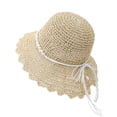 thumbnail image 4 of jiaxiM Straw Beach Hat Women's Lace Cutout Wide Brim Straw Sun Hat for Coastal Summer Outings, 4 of 4