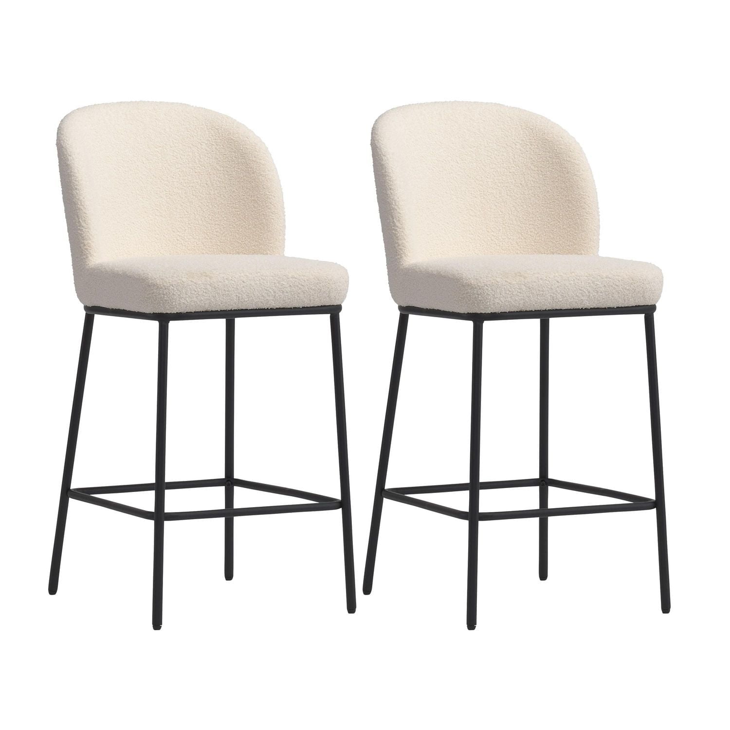 CorLiving Addison Luxury Boucle Fabric Upholstered Modern Indoor Counter Height Bar Stools Set of 2