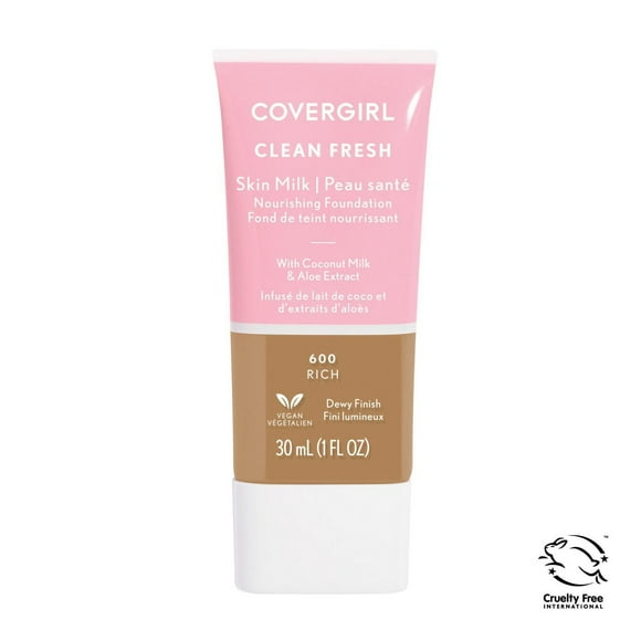 COVERGIRL - Clean Fresh Skin Tint Foundation, Formulated without Parabens, Sulfates, Mineral Oil & Talc. Made with Niacinamide, Coconut Milk & Aloe Extracts, 100% Vegan & Cruelty-Free