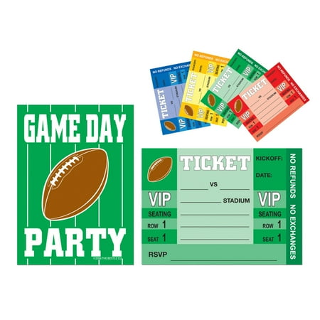 Game Day Football Invitations 4" X 5 1 By 2"- 12 Pack(8 Per Package)