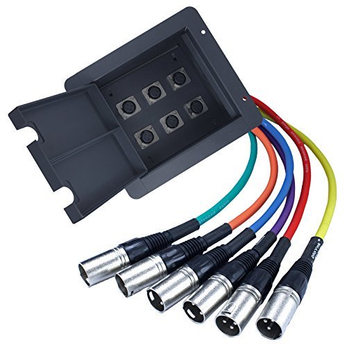 Pro Audio Boîte de Rangement Encastrée pour Scène au Sol Noir avec Connexions Pré-Câblées (6-TG Femelle)