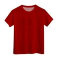 thumbnail image 4 of Linfrsh Kids T Shirts Kids Girls T Shirts Casual Short Sleeve Crewneck Color Block Summer Tees(Red,Size 5-6 T), 4 of 4