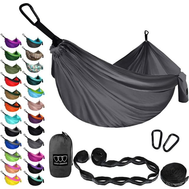 Hamaca de Camping Gold Armour XL Doble 2 Personas 500 lbs Gris