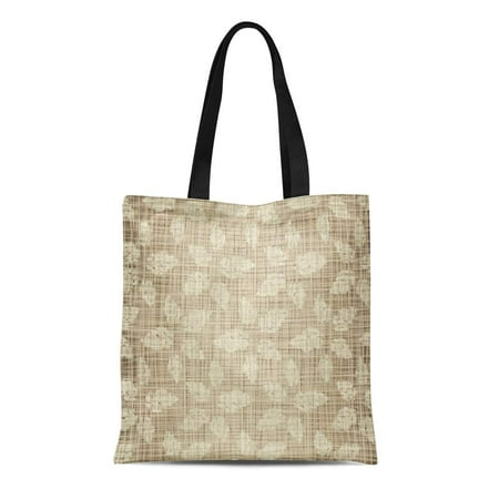Brown Canvas Bag SIDONKU Canvas Bag Resuable Tote Grocery Shopping Bags Brown Stripes Structure Beige Leaves Against Linen Tan Weave Burlap Canvas Clap Tote Bag ()