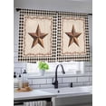 thumbnail image 5 of Sheer Curtains 45 Inch Length, Western Texas Star Retro Semi Sheer Curtains Light Filtering Window Treatment, Rustic Vintage Berry Black Beige Plaid Privacy Voile Drapes for Living Room 52x45 Inch, 5 of 7