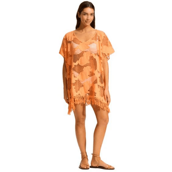 SEAFOLLY Women's Orange Mesh Kaftan, O/S