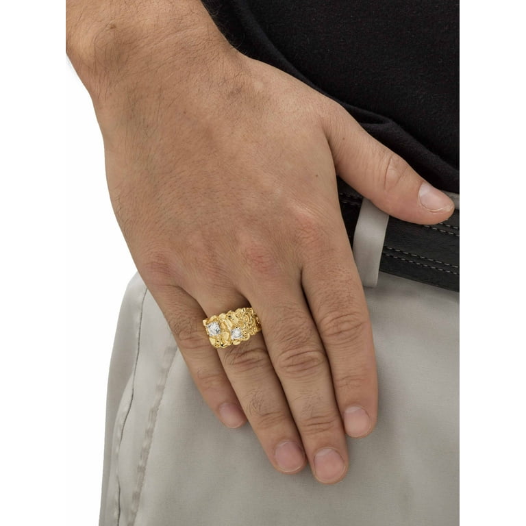 578958 Mens 1.05 TCW Round Cubic Zirconia Nugget Ring with 14K