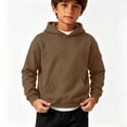 thumbnail image 2 of BLVB Boys Hoodies Casual Solid Color Pullover Long Sleeve Hooded Sweatshirt Kids Fall Clothes 4-15 Years(Coffee,8-9Years), 2 of 6