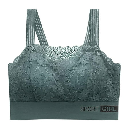 

Womens Bras Fashionable Solid Color Flower Lace Trackless Gathering Sports Bra Underwear