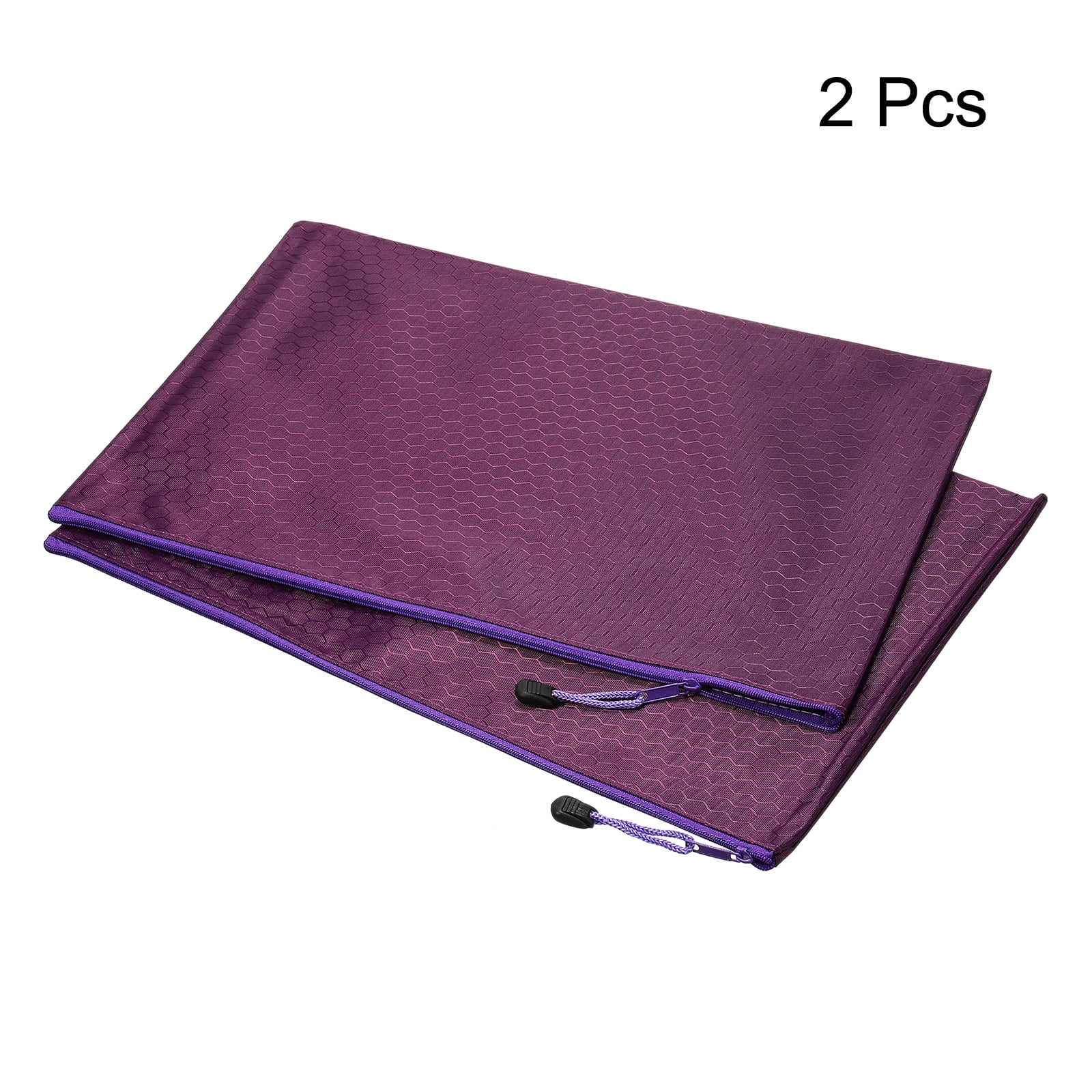 Unique Bargains Waterproof Zipper File Bags Document Storage Folders Bills Pencil Pouch Purple