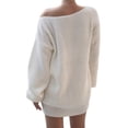 thumbnail image 4 of Women'S Off Shoulder Lantern Long Sleeve Sweater Dress Fall Loose Ribbed Knit Solid Mini Jumper Pullover Dresses White XL, 4 of 8