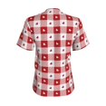 thumbnail image 6 of Zufioo Plaid Heart Print Women's Classic V-neck T-shirt, V-neck Short-sleeved Tops Home Wear, Suitable for Daily Life, Work, Outdoors-Small, 6 of 8
