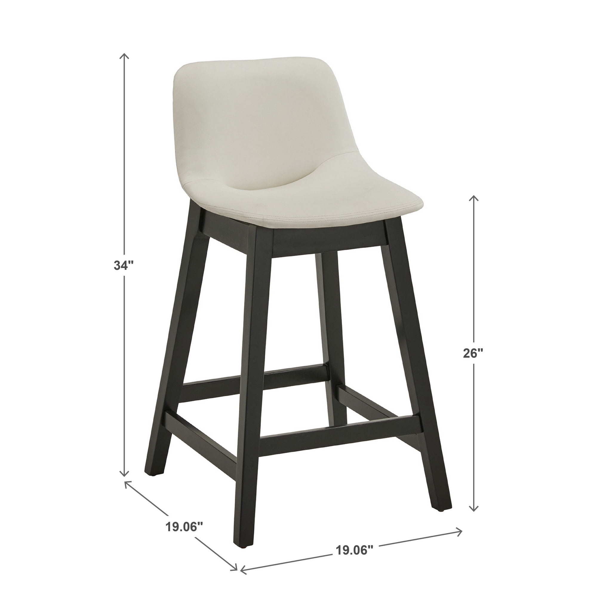 Weston Home Egleston Square Low Back Counter Height Chair, White (Set of 2)