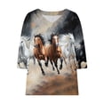 thumbnail image 4 of Drovellove Women's 3/4 Length Sleeve V Neck Pullover Top - Loose Fit Casual Printed Blouse for Spring, Summer, or Work, 4 of 5