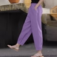 thumbnail image 4 of Sewkxo Pants for Womens Fashion 2026 Linen Drawstring Elastic Waist Trouser Spring Summer Casual Baggy Casual Pant with Pockets,Purple M, 4 of 6