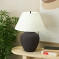 thumbnail image 2 of DecMode 25" Wide Rounded Textured Black Table Lamp with White Linen Shade, 2 of 9