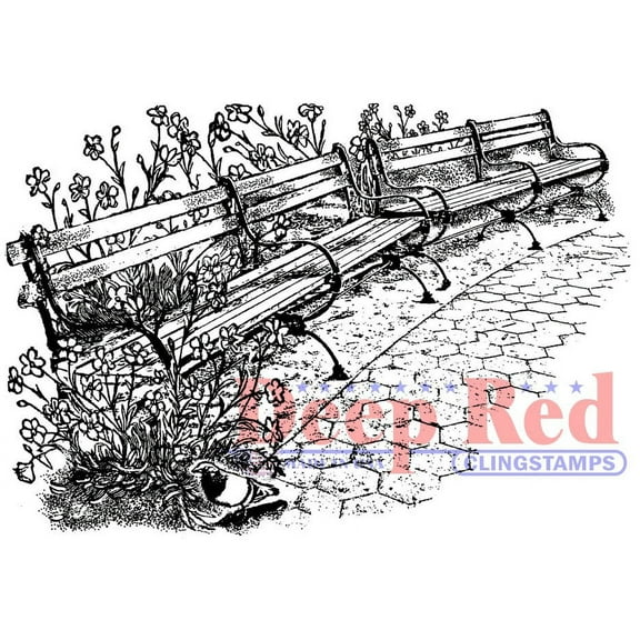 Deep Red Stamps Park Benches