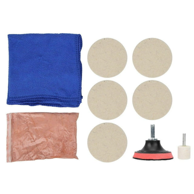 Kit de polissage en poudre d'oxyde de cérium pour pare-brise de voiture, 100 g, anti-rayures, tampons de polissage pour roues