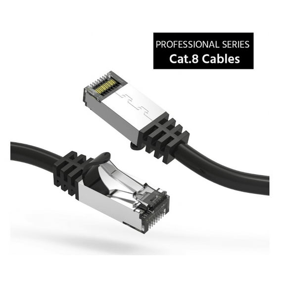 Shielded Cat.8 S/FTP (SSTP) Ethernet Network Cable 1ft Black