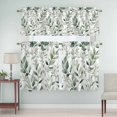 thumbnail image 5 of Eucalyptus Leaf Curtain Valances Set Green Plant Watercolor Farmhouse Kitchen Curtains 24&nbsp;inch Length Rod Pocket Valance and Tiers 3 Piece Set Small Bedroom Bathroom Laundry Decor, 5 of 9