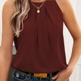 thumbnail image 2 of XuJwPNcy Women's Tank Tops Summer Crew Neck Pleated Loose Flowy Tops Office Cute Work Sleeveless Shirts, 2 of 4