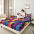thumbnail image 4 of Castle Fairy Colorful Gradient Stripes Twin Sheet Sets,Abstract Vintage Lines Bedding, 4 of 7