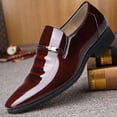 thumbnail image 4 of Mens Fashion Slip On Patent Leather Loafers Comfortable Wedding Formal Shoes Wide Width Low Top Chelsea Boots, 4 of 5